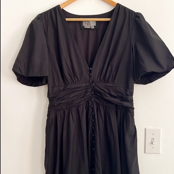 NWOT Anthropologie Katerina Button-Front Midi Dress Black - Picture 7 of 16